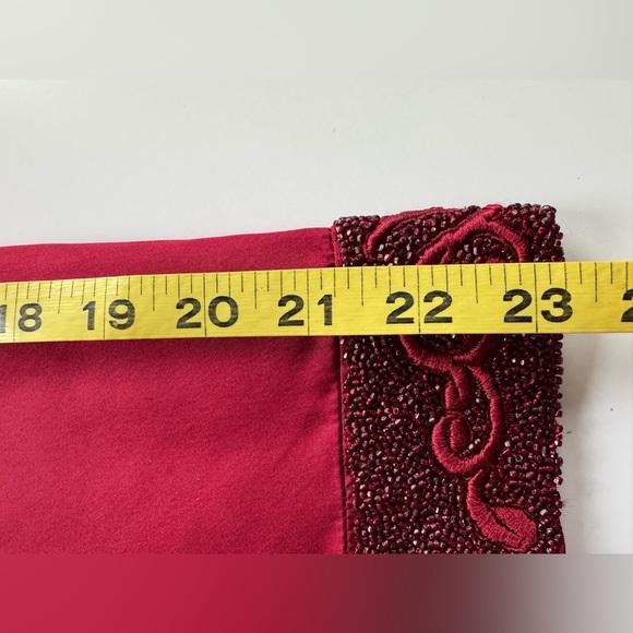 Saks Fifth Avenue Helen Morley Red Beaded Off-Shoulder Silk Evening Gown *FLAWS - Picture 7 of 15